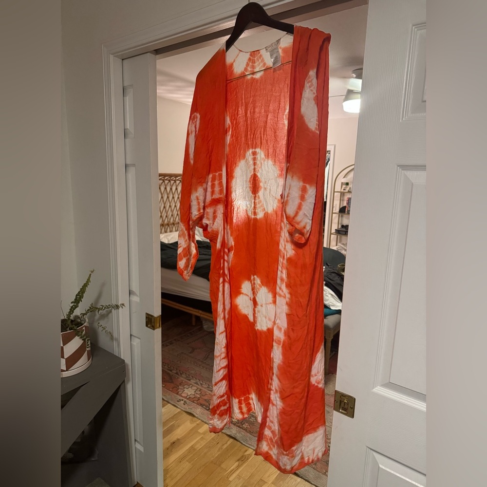 Free people Vibrant Orange Tie-Dye Maxi cover up